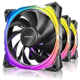 Antec RGB Fans, PC Fans, 5V-3PIN Addressable RGB Fans, 120mm Fan with Controller, Motherboard SYNC with 5V-3PIN, Fusion Series Black 3 Packs 3 Packs Black 3 Packs