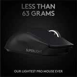 Logitech G PRO X SUPERLIGHT Wireless Gaming Mouse, Ultra-Lightweight, HERO 25K Sensor, 25,600 DPI, 5 Programmable Buttons, Long Battery Life, Compatible with PC / Mac - Black Black Mouse