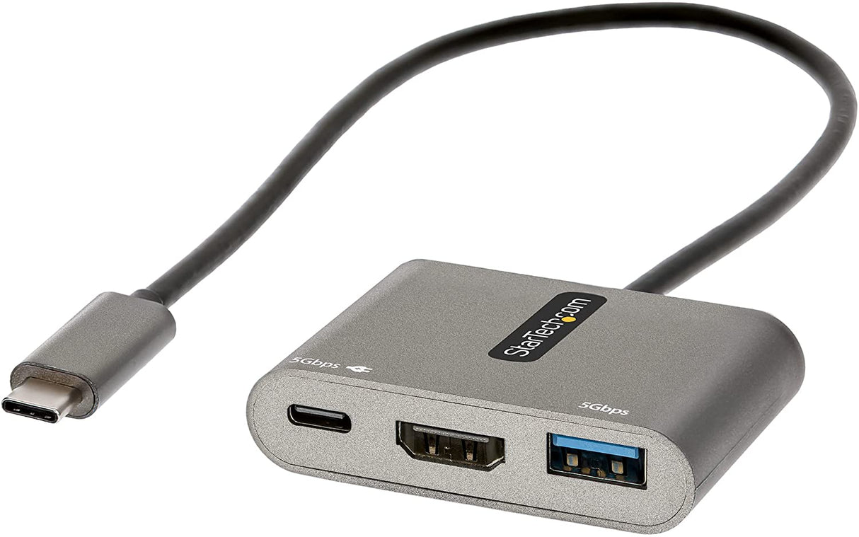StarTech.com USB C Multiport Adapter, USB-C to HDMI 4K Video, 100W PD Pass-Through, USB 3.0 Hub 5Gbps (1xType-C/1xA), USB-C Mini Dock, USB-C Travel Dock, Portable Laptop Docking Station (CDP2HDUACP2)