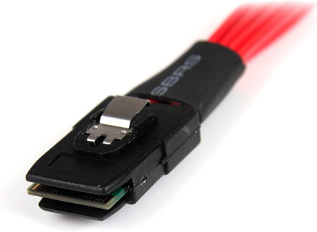 StarTech.com 50cm Serial Attached SCSI SAS Cable - SFF-8087 Plug to 4x Latching SATA (female) - Mini SAS to SATA Cable (SAS8087S450), Red