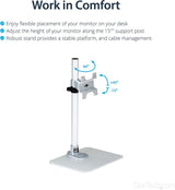 StarTech.com Single Monitor Stand - Adjustable - Supports Monitors 12'' to 34'' - Premium - Single Screen VESA Monitor Mount Stand - Silver (ARMPIVSTND)