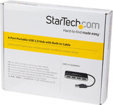 StarTech.com 4 Port USB 2.0 Hub - USB Bus Powered - Portable Multi Port USB 2.0 Splitter and Expander Hub - Small Travel USB Hub (ST4200MINI2)