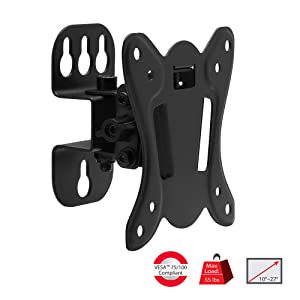 SIIG LCD TV/Monitor Wall Mount -10" to 27", Detachable VESA Plate, Fits Flat/Curved TV &amp; Monitor, Tilt &amp; Swivel, Load Bearing 55 lbs max, VESA 75x75 &amp; 100x100, Steel CE-MT3C11-S1