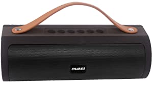 SYLVANIA 16-Inch Long Bluetooth Pill Style Speaker - Enjoy Your Music! (Black, Leather Handle)