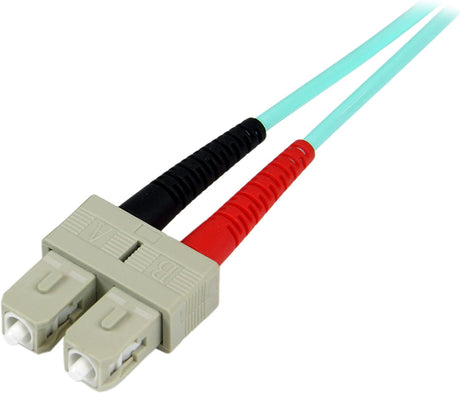 StarTech.com 2m Fiber Optic Cable - 10 Gb Aqua - Multimode Duplex 50/125 - LSZH - LC/SC - OM3 - LC to SC Fiber Patch Cable (A50FBLCSC2) LC-SC 6 ft / 2 m