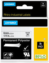 DYMO Rhino Permanent Adhesive Polyester Label Tape, 1/4 Inch 1/4" (6MM)