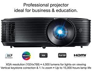 Optoma X400LVe XGA Professional Projector | 4000 Lumens for Lights-on Viewing| Presentations in Classrooms &amp; Meeting Rooms | Up to 15,000 Hour Lamp Life | Speaker Built in 2021 Model/4000 Lumens