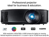 Optoma X400LVe XGA Professional Projector | 4000 Lumens for Lights-on Viewing| Presentations in Classrooms &amp; Meeting Rooms | Up to 15,000 Hour Lamp Life | Speaker Built in 2021 Model/4000 Lumens