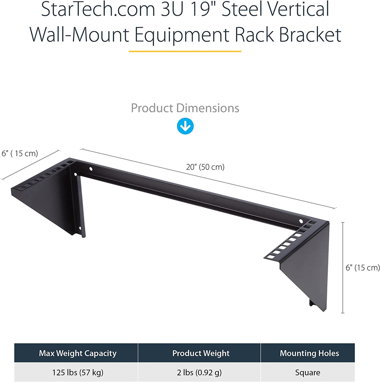 StarTech.com 3U Wall Mount Patch Panel Bracket - 19 in - Steel Vertical Patch Panel Mounting Rack for Networking Equipment (RK319WALLV) 3U Bracket