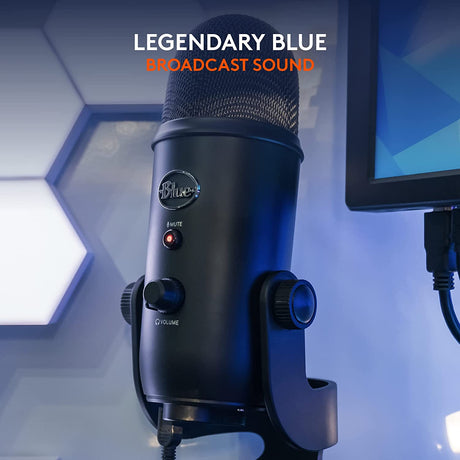 Logitech Blue Yeti USB Microphone for PC, Mac, Gaming, Recording, Streaming, Podcasting, Studio and Computer Condenser Mic with Blue VO!CE effects, 4 Pickup Patterns, Plug and Play – Blackout Blackout Microphone