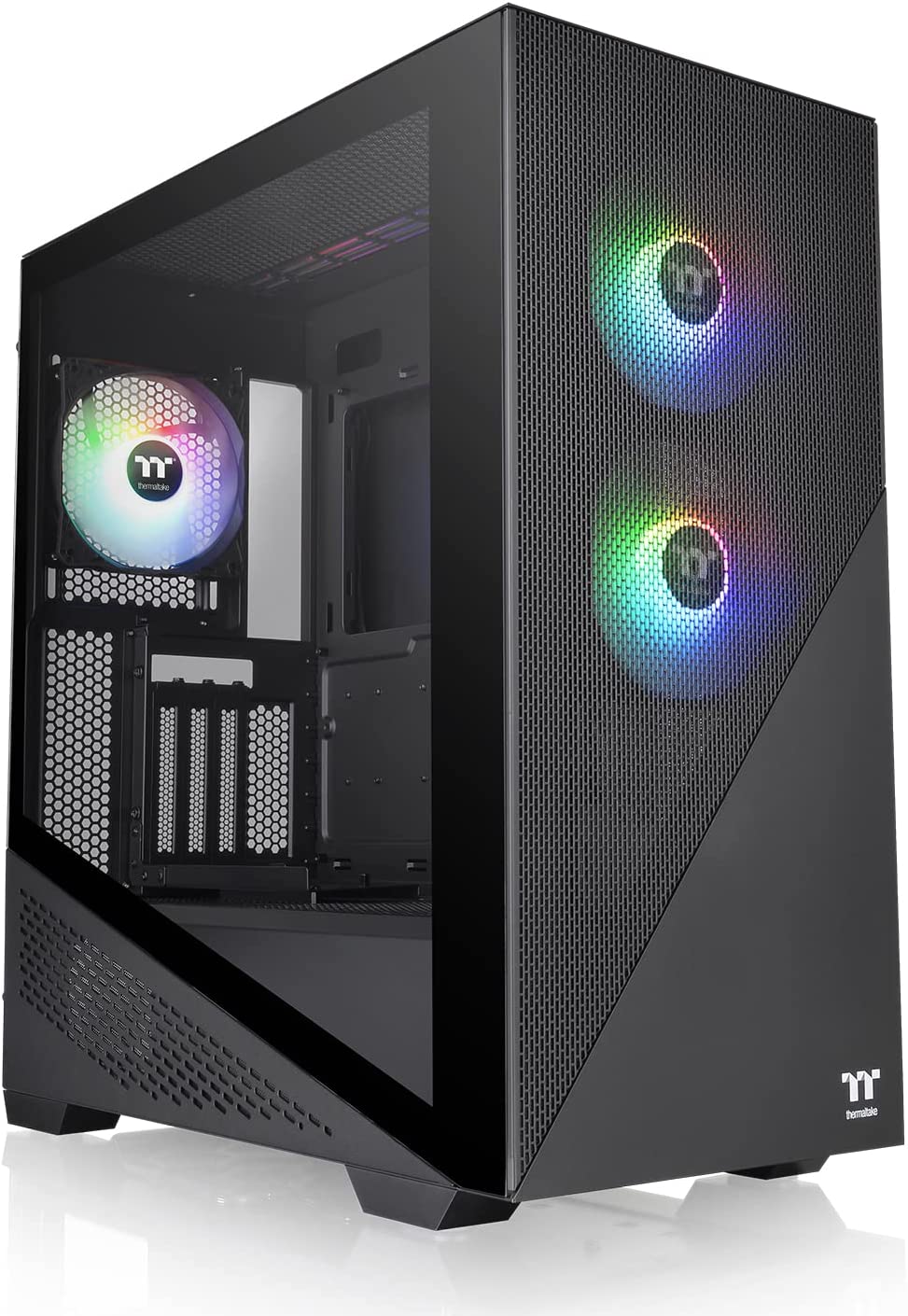 Thermaltake Divider 370 TG ARGB Motherboard Sync E-ATX Mid Tower Computer Case with 3x120mm ARGB Fan Pre-Installed, Tempered Glass Side Panel, Ventilated Front Mesh Panel, CA-1S4-00M1WN-00, Black Divider 370 Black