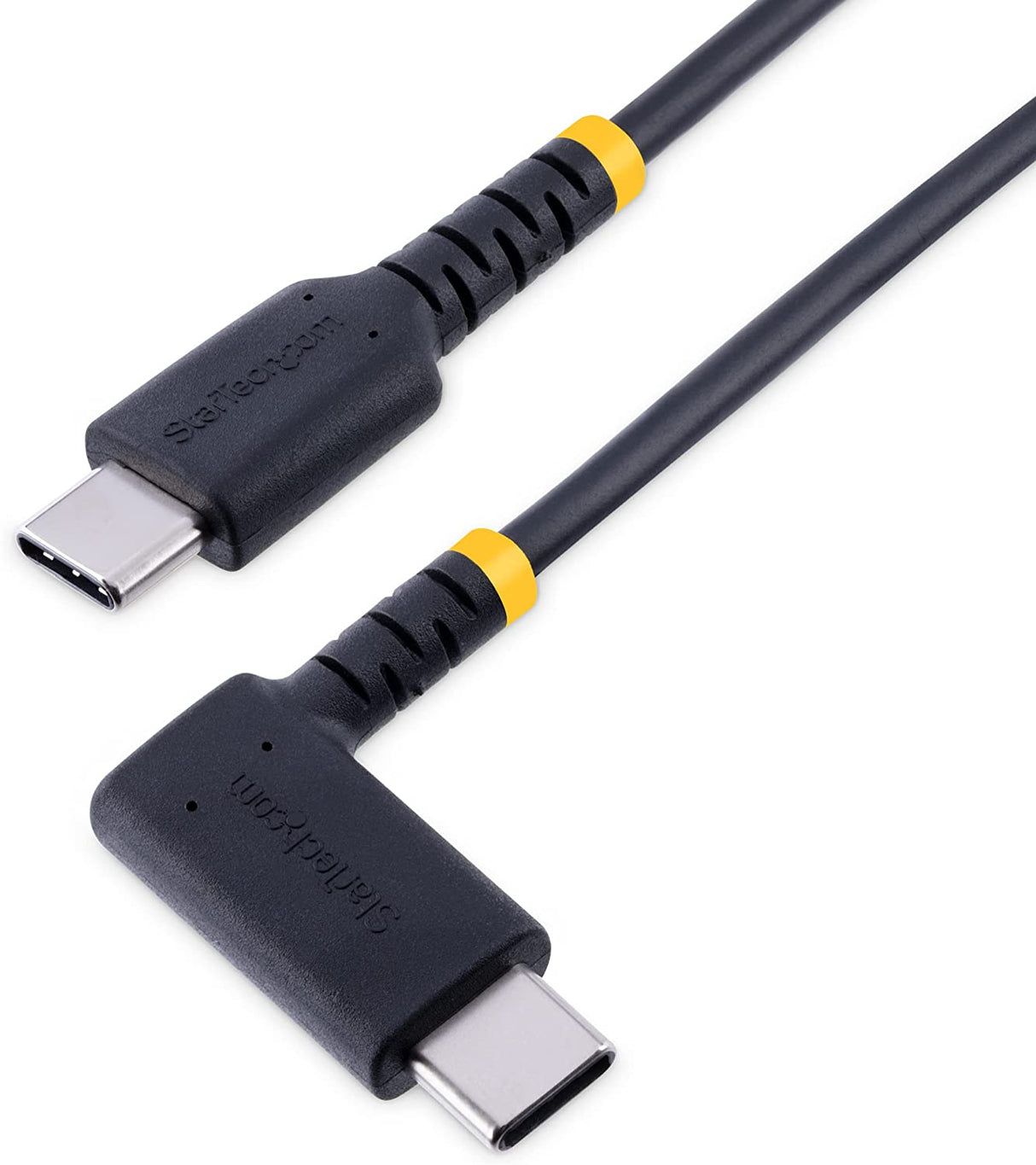 StarTech.com 6in (15cm) USB C Charging Cable Right Angle - 60W PD 3A - Heavy Duty Fast Charge USB-C Cable - USB 2.0 Type-C - Rugged Aramid Fiber - Short USB Cord (R2CCR-15C-USB-CABLE)