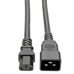 Tripp Lite Heavy Duty Power Cable, C20 to C13 Extension Cord, 14 AWG, 15A 100-250V Computer Cable, 7ft, Black (P032-007)