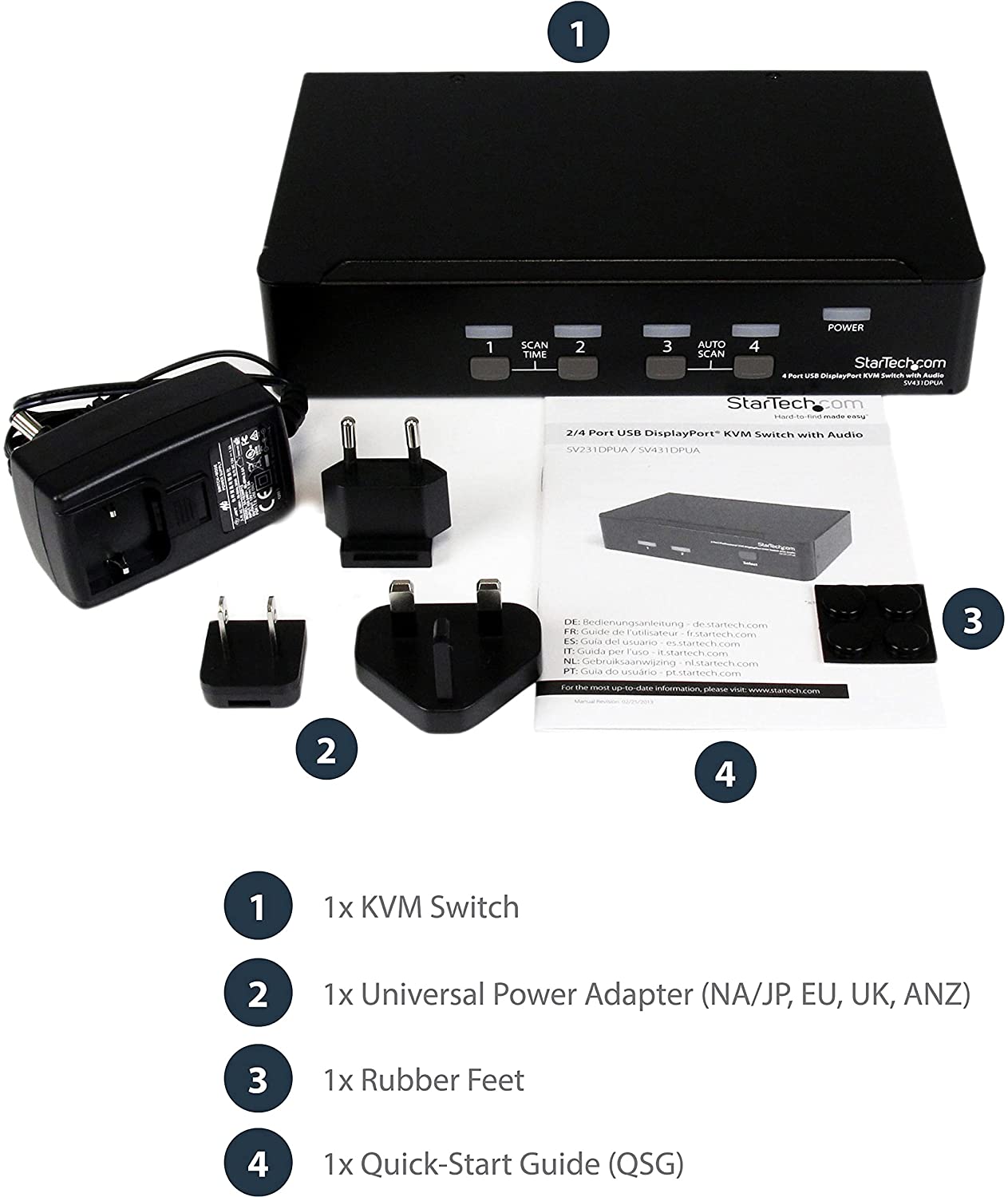 StarTech.com 4 Port DisplayPort KVM Switch w/ Audio - USB