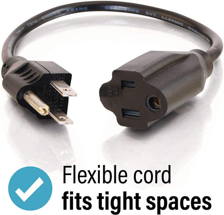 C2g/ cables to go C2G Power Cord, Short Extension Cord, Power Extension Cord, 18 AWG, Black, 1 Foot (0.30 Meters), Cables to Go 03137