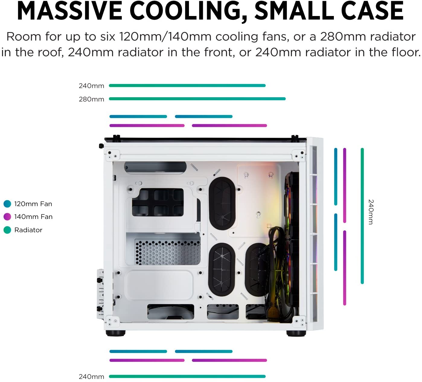 CORSAIR Crystal 280X RGB Micro-ATX Case, 2 RGB Fans, Lighting Node