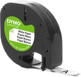 DYMO LetraTag Labeling Tape, Label Makers, Black Print on White Paper, 1/2" W x 13' L, 1 Cassette