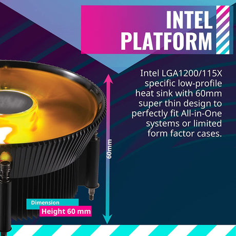 Cooler Master i71C RGB Intel Low-Profile CPU Air Cooler, Anodized Black Aluminum Fins, Copper Insert Base, MF120 RGB Lighting Fan for Intel LGA1200/115X I71c LGA1200/115X RGB