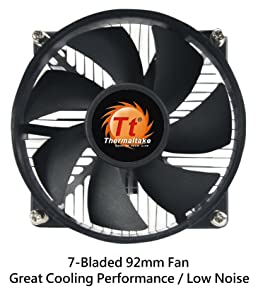 Thermaltake 7-bladed 92mm 4-Pins PWM Aluminum Extrusion CPU Cooling Fan for Intel Core i7/i5/i3 (Intel LGA 1200/1156/1155/1150/1151)CLP0556-B 95W Intel