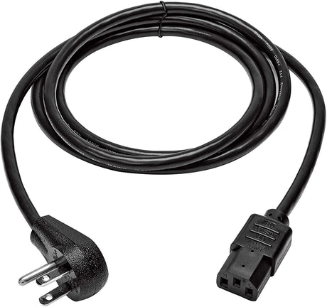 Tripp lite Desktop Computer AC Power Cord, Right-Angle NEMA 5-15P to C13-10A, 125V, 18 AWG, 6 ft, Black