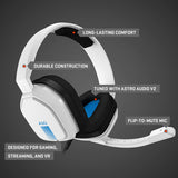 ASTRO Gaming A10 Wired Gaming Headset, Lightweight and Damage Resistant, ASTRO Audio, 3.5 mm Audio Jack, for Xbox Series X|S, Xbox One, PS5, PS4, Nintendo Switch, PC, Mac- White/Blue White Gen 1 Playstation/PC Headset Only