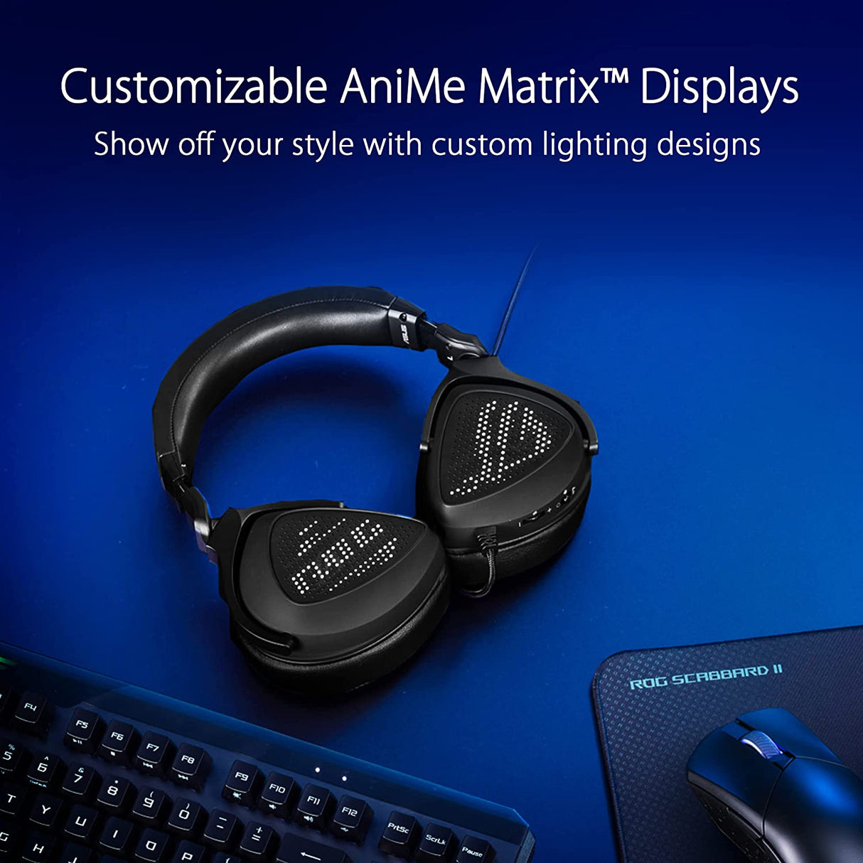 ASUS ROG Delta S Animate Gaming Headset | Customizable Anime Matrix LED Display, AI Noise-Canceling Mic, Hi-Res ESS 9281 Quad DAC, Lightweight, USB-C, for PC, Mac, PS5, Switch and Mobile Devices Delta S Animate (Wired) Black