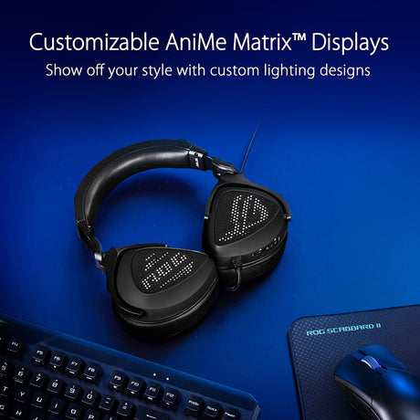 ASUS ROG Delta S Animate Gaming Headset | Customizable Anime Matrix LED Display, AI Noise-Canceling Mic, Hi-Res ESS 9281 Quad DAC, Lightweight, USB-C, for PC, Mac, PS5, Switch and Mobile Devices Delta S Animate (Wired) Black