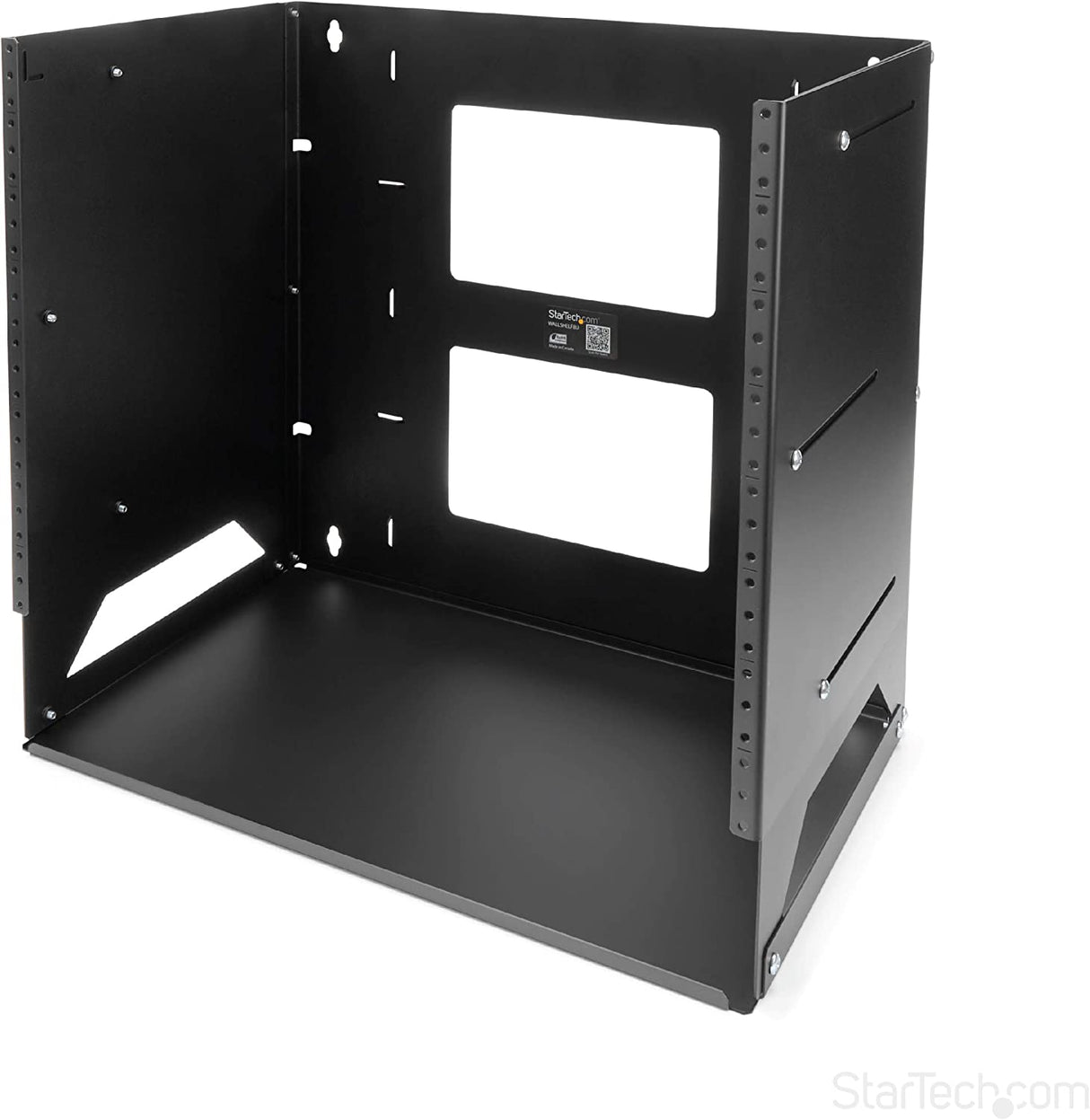 StarTech.com 8U Open Frame Wall Mount Network Rack w/ Built in Shelf - 2-Post Adjustable Depth (12" to 18") Equipment Rack - 75.2lbs (WALLSHELF8U) 17.6"x19.1"x12.1" Adjustable Depth w Shelf