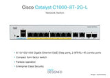 Cisco Catalyst 1000-8T-2G-L Network Switch, 8 Gigabit Ethernet (GbE) Ports, 2X 1G SFP/RJ-45 Combo Ports, Fanless Operation, Enhanced Limited (C1000-8T-2G-L)