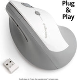 Kensington Pro Fit Ergo Vertical Wireless Mouse- Gray, White