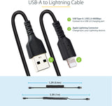 StarTech.com 1m (3ft) USB to Lightning Cable, MFi Certified, Coiled iPhone Charger Cable, Black, Durable TPE Jacket Aramid Fiber, Heavy Duty Coil Lightning Cable (RUSB2ALT1MBC) 1m / 3ft USB-A