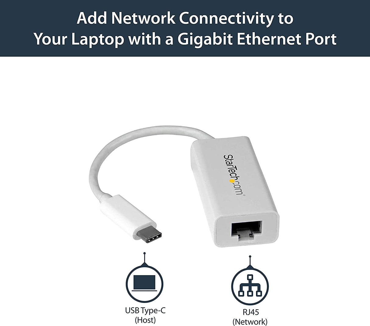 StarTech.com USB C to Gigabit Ethernet Adapter - White - USB 3.1 to RJ45 LAN Network Adapter - USB Type C to Ethernet (US1GC30W) White Standard (White) Adapter