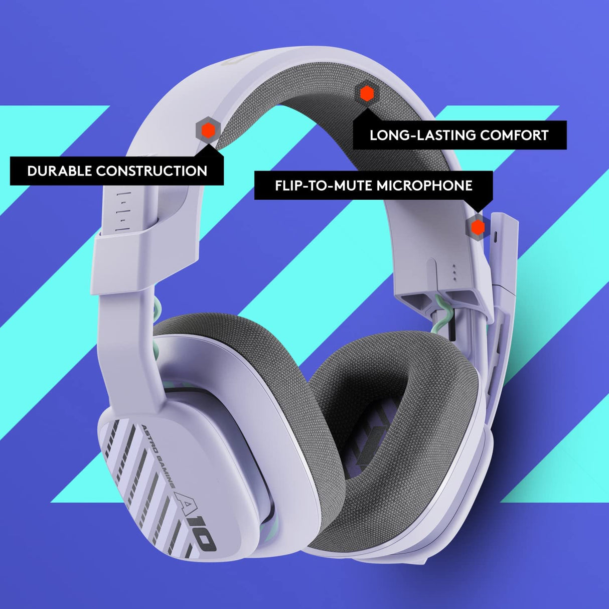 Astro gaming Astro A10 Gaming Headset Gen 2 Wired Headset - Over-Ear Gaming Headphones with flip-to-Mute Microphone, 32 mm Drivers, for Xbox Series X|S, Xbox One, Playstation 5/4, Nintendo Switch, PC, Mac -Lilac Lilac Gen 2 Cross Platform Headset Only