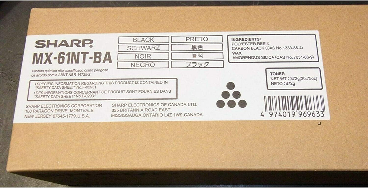 Sharp MX-61NT-BA MX-2651 MX-3051 MX-3071 MX-3551 MX-3571 MX-4051 MX-4071 Toner Cartridge (Black) in Retail Packaging