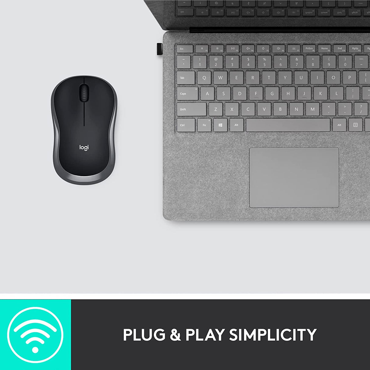 Logitech M185 Wireless Mouse, 2.4GHz with USB Mini Receiver, 12-Month Battery Life, 1000 DPI Optical Tracking, Ambidextrous, Compatible with PC, Mac, Laptop - Black Black Mouse