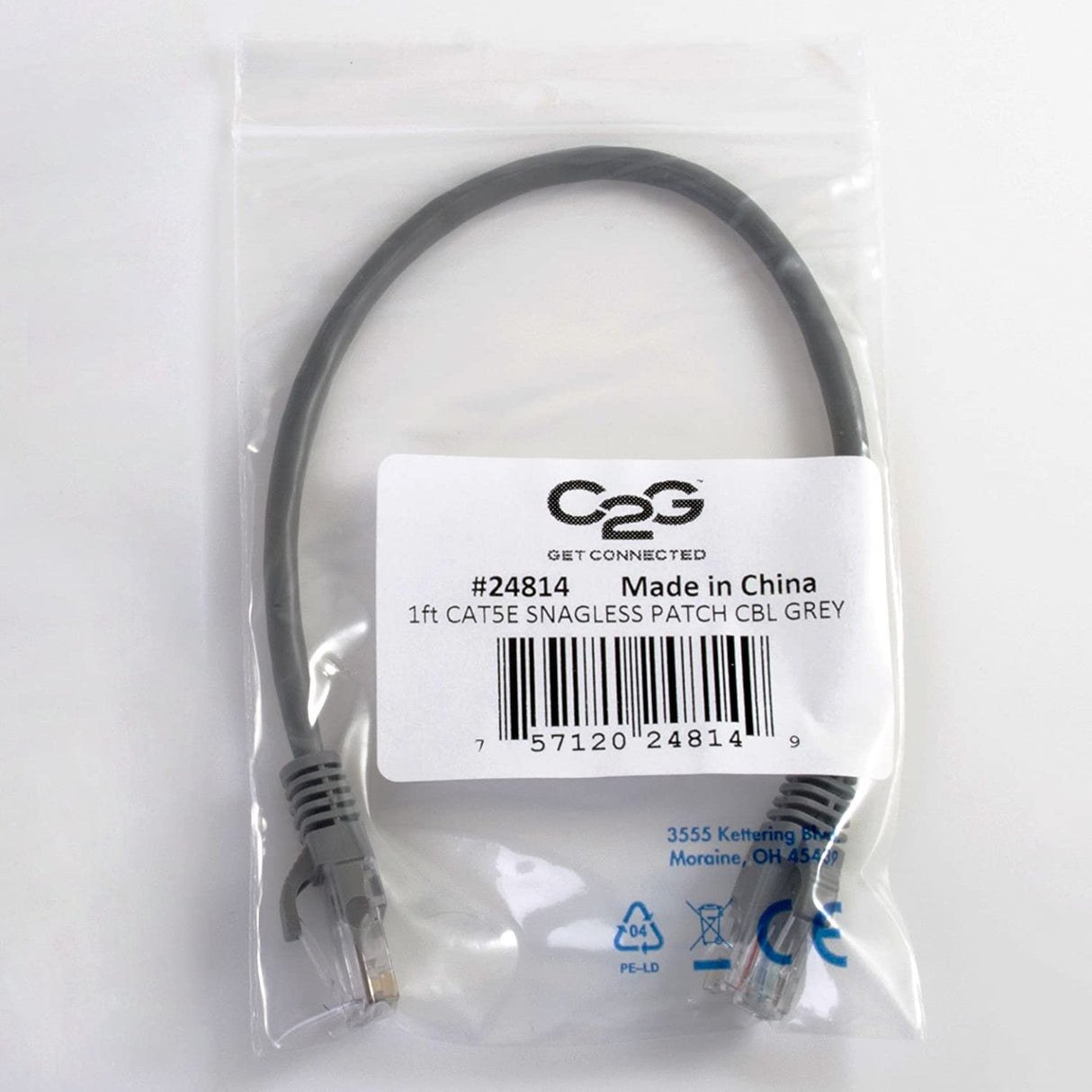 C2g/ cables to go C2G/Cables to Go 00482 Cat5e Snagless Unshielded (UTP) Network Patch Cable 12 Feet 12 Feet Grey