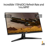 ASUS TUF Gaming 27” 1440P Monitor (VG27AQA1A) - QHD (2560 x 1440), 170Hz (Supports 144Hz), 1ms, Extreme Low Motion Blur, Freesync Premium, Eye Care, HDMI, DisplayPort, Shadow Boost, Speakers, HDR