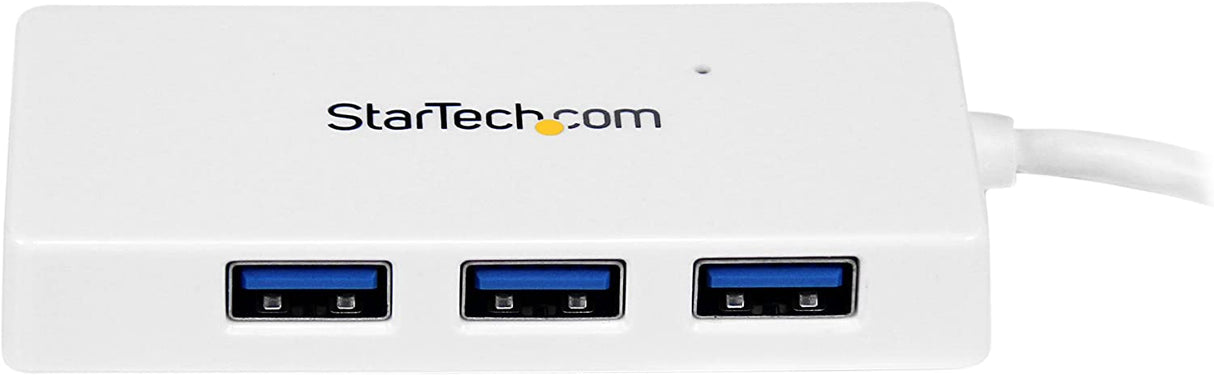 StarTech.com 4 Port USB 3.0 Hub - Multi Port USB Hub w/ Built-in Cable - Powered USB 3.0 Extender for Your Laptop - White (ST4300MINU3W) 4 x USB-A with Built in Cable White