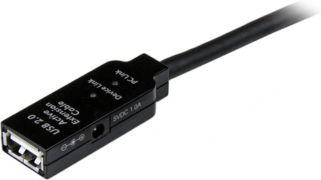 StarTech.com 15m USB 2.0 Active Extension Cable - M/F - 15 meter USB 2.0 Repeater Cable Cord - USB A Male to USB A Female - 15 m, Black (USB2AAEXT15M) 49.2 ft USB 2.0 Cable