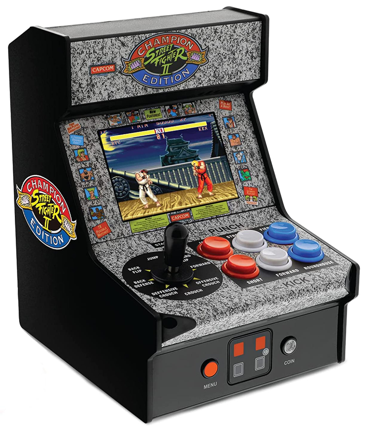 My Arcade Street Fighter 2 Champion Edition Micro Player-Fully Playable, Includes CO/VS Link for Multiplayer Action, 7.5 Inch Collectible, Full Color Display, Battery or Micro USB Powered