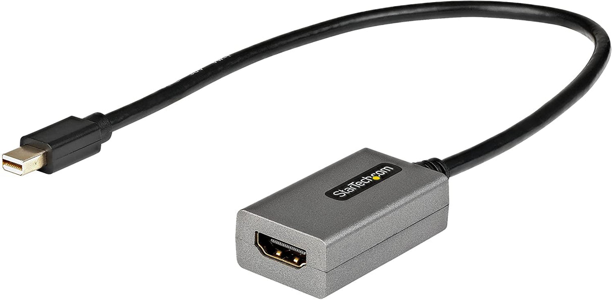 StarTech.com Mini DisplayPort to HDMI Adapter - 1080p - mDP 1.2 to HDMI Monitor/Display - Mini DP to HDMI Adapter Dongle Converter - 12" Long Attached Cable - Upgraded Version of MDP2HDMI (MDP2HDEC) Silver 1080p