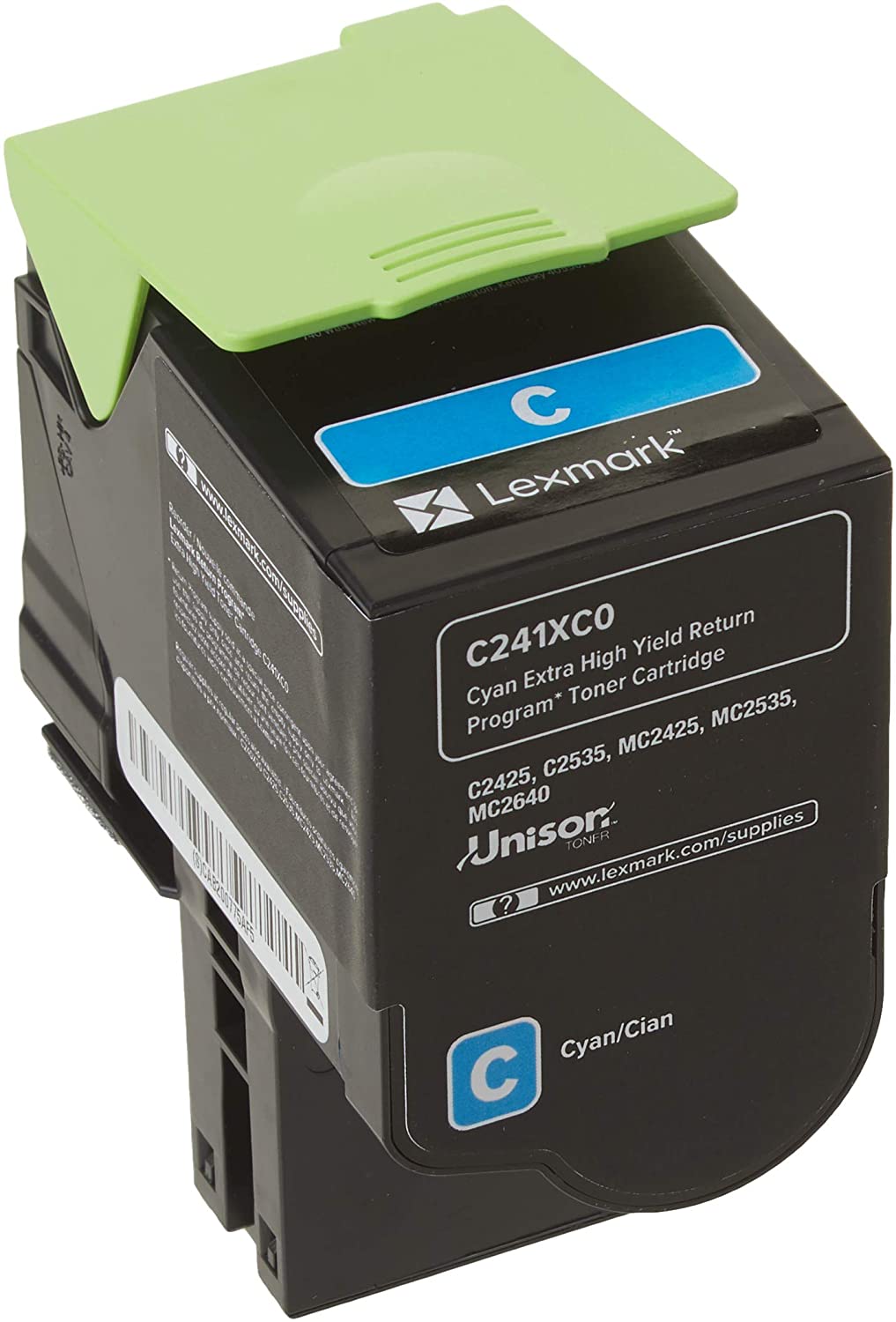 Lexmark C241XC0 Cyan Extra High Yield Return Program Cartridge Toner, Grey