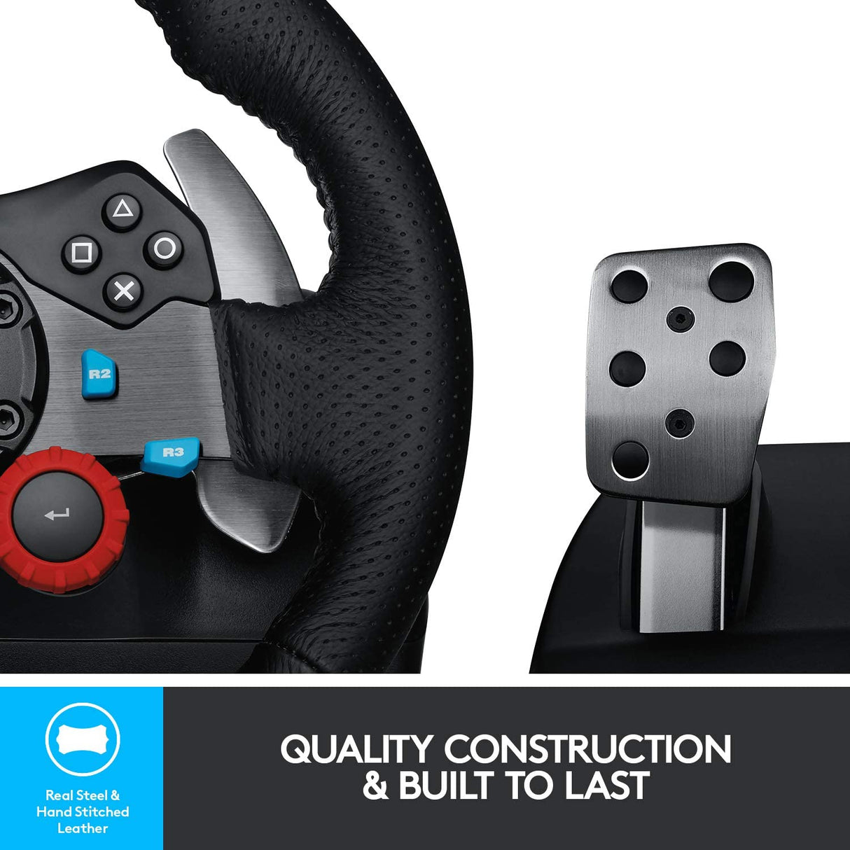 Logitech G Dual-Motor Feedback Driving Force G29 Gaming Racing Wheel with Responsive Pedals for PlayStation 5, PlayStation 4 and PlayStation 3 - Black Wheel Only