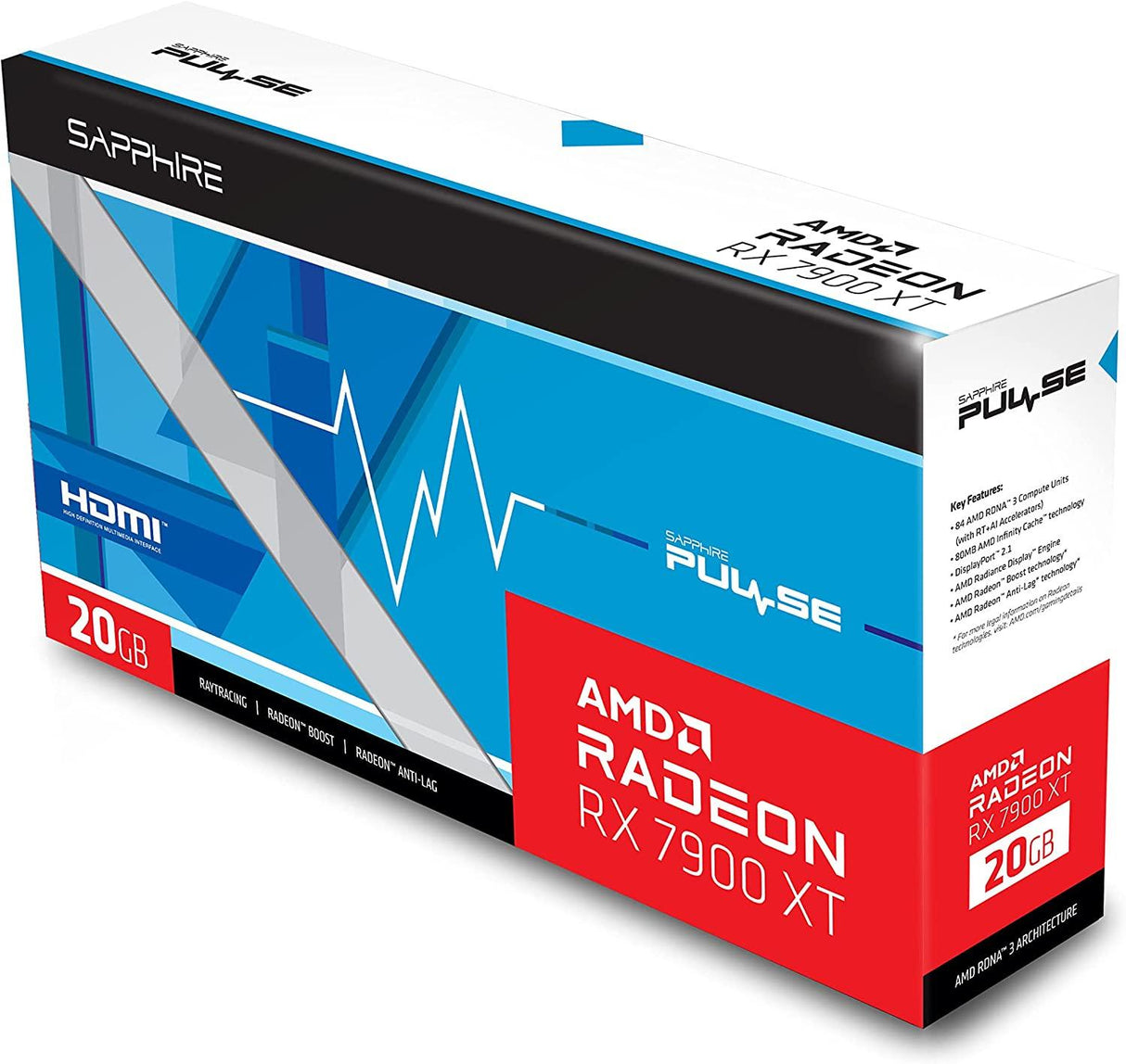Sapphire technology Sapphire 11323-02-20G Pulse AMD Radeon RX 7900 XT Gaming Graphics Card with 20GB GDDR6, AMD RDNA 3