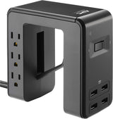 APC Desk Mount Power Station PE6U4, U-Shaped Surge Protector with USB Ports (4), Desk Clamp, 6 Outlet, 1080 Joules Black Black 4 USB Charging Ports (Type A only) Outlet
