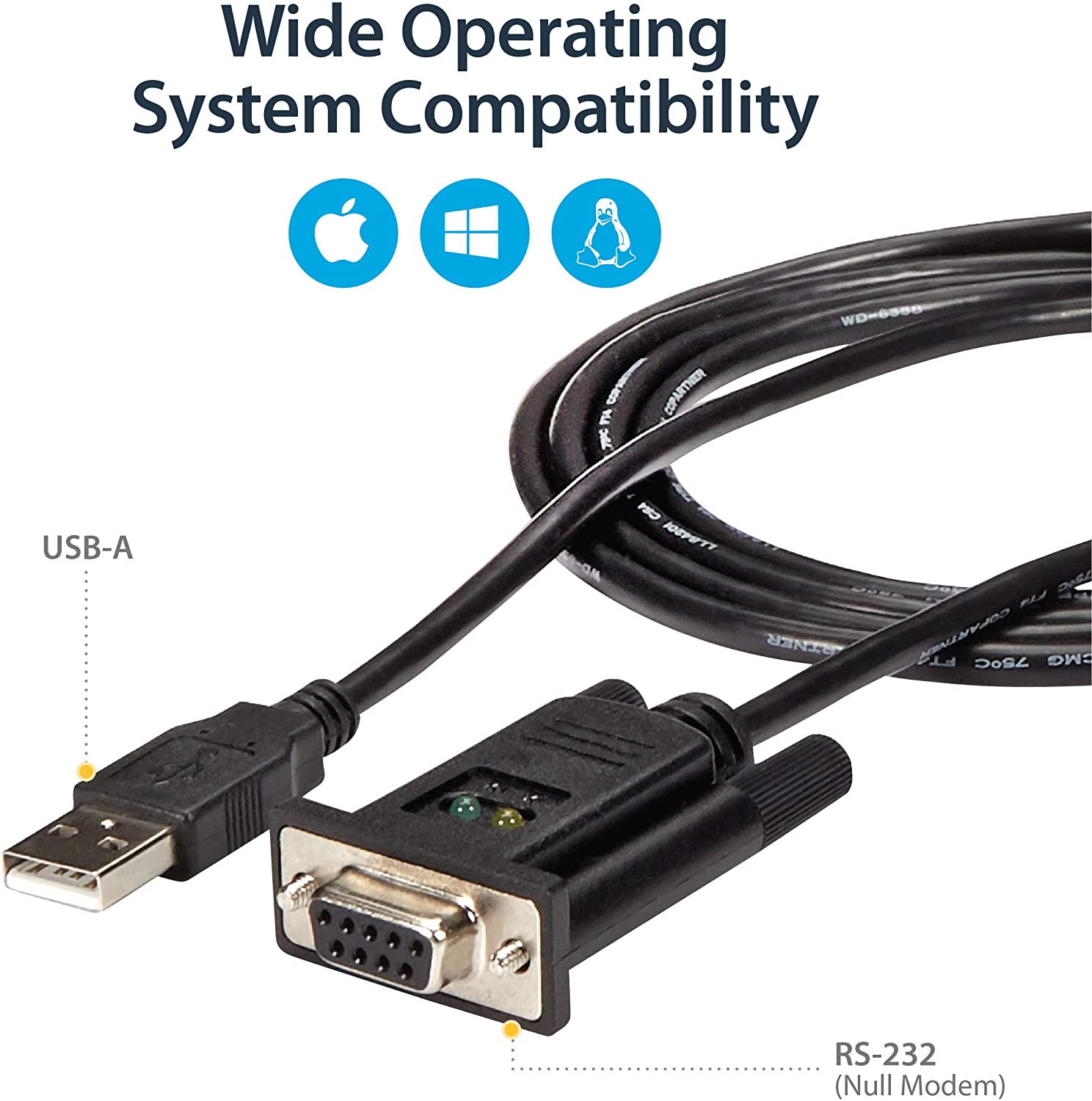 Null Modem Adapter USB Naar Seriële RS232 Adapter Kabel - 1,8m Met FTDI Chip, Voor Oudere Apparatuur USB RS232 Adapter