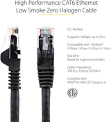 Startech 15ft (4.6m) CAT6 Ethernet Cable - LSZH (Low Smoke Zero Halogen) - 10 Gigabit 650MHz 100W PoE RJ45 UTP Network Patch Cord Snagless w/Strain Relief - Black CAT 6 ETL Verified (N6LPATCH15BK) 15 ft Black