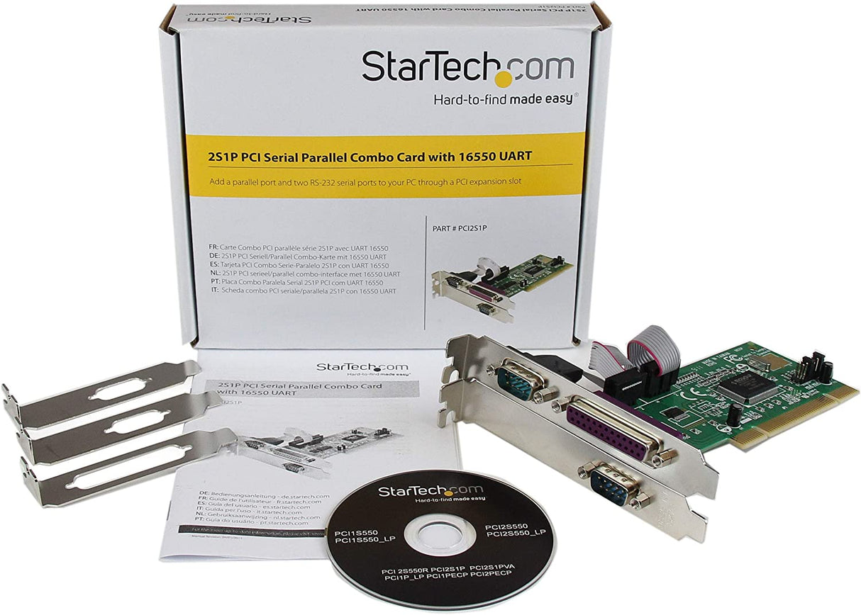 StarTech.com 2S1P PCI Serial Parallel Combo Card with 16550 UART - IEEE 1284 Card - Serial Parallel PCI - PCI Serial Adapter (PCI2S1P)