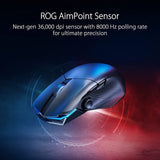 ASUS ROG Chakram X Gaming Mouse - Tri-mode Connectivity (2.4GHz RF, Bluetooth, Wired), 36000 DPI Sensor, 8000 Hz Polling, Detachable Joystick, Paracord USB-C Cable, Aura Sync RGB, Qi Charging, Black