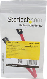 StarTech.com 12in Latching SATA Cable - SATA cable - Serial ATA 150/300/600 - SATA (R) to SATA (R) - 1 ft - latched - red - LSATA12 12 Inch Standard - Latching